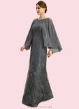 Cara Sheath/Column Scoop Floor-Length Chiffon Lace Mother of the Bride Dress With Beading Sequins STG126P0021962