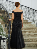 Seraphina Sheath/Column Tulle Beading Off-the-Shoulder Sleeveless Floor-Length Mother of the Bride Dresses STGP0020249