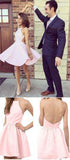 Pink Short Prom Dress Elegant New arrival A-Line Backless Halter Sleeveless Homecoming Dress