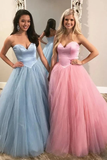 Unique Ball Gown Sweetheart Strapless Tulle Prom Dresses Cheap Formal STGP9XCMAHS