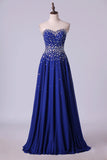 2022 Prom Dresses A Line Sweetheart Floor Length Dark Royal Blue PL63L2FX