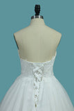2024 A Line Sweetheart Tulle Wedding Dresses With Appliques P8AL1CF9