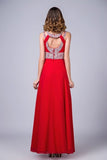 2024 Scoop Prom Dresses A Line Sweep/Brush Red PKPTZ1ZG