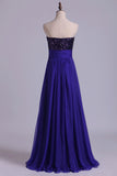 2024 Sweetheart A Line Prom Dress Beaded Bodice With Shirred PJLH4ZEX