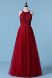 2024 Bridesmaid Dresses A Line Scoop Open Back Tulle With Embroidery P9937DK2