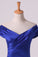 2022 Prom Dresses Off The Shoulder Satin Mermaid Dark Royal Blue Sweep PLDZD9FK