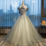 Ball Gown Strapless Appliques Beads Tulle Quinceanera Dresses with Lace up, Prom Dresses STG15564