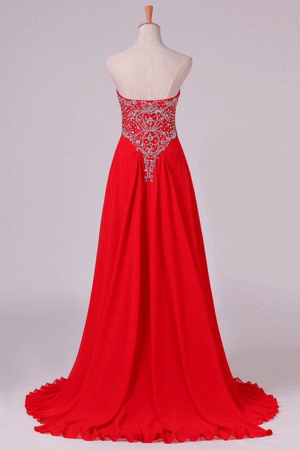 2022 Prom Dress Sweetheart A Line Floor Length With Beads P796MGXP