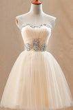 Elegant A-Line Sleeveless Knee Length With Sequins Homecoming Dresses