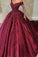 2022 Off The Shoulder Ball Gown Prom Dresses Satin With Applique PL2X2PSF