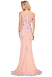 2022 Mermaid Scoop Tulle Prom Dresses With Beads&Appliques P4QJHYNT