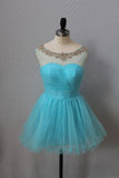 2024 Homecoming Dresses Bateau A Line Short/Mini With Beads And PX422N6J