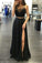 Custom Made Black Popular Two Pieces Floor Length Spaghetti Straps Prom Dresses