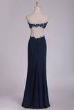 2022 Prom Dresses Sweetheart Sheath With Applique And Slit P9RGK84K