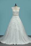 2022 New Arrival A Line Sweetheart Tulle Wedding Dresses With Applique PT3GHZTE