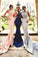 2024 Bridesmaid Dresses Halter Mermaid Satin With Applique PTRS35TM