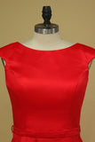 2024 Red Sheath Bateau Mother Of The Bride Dresses Satin With Sash PL889FSZ