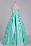 2024 Ball Gown Evening Gown Strapless Satin With Sash Floor P7B2Q1ZH