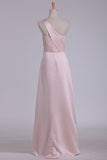 2022 New Arrival One Shoulder Satin With Slit Sheath Prom P9KN3264