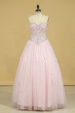 2024 Sweetheart Ball Gown Quinceanera Dresses Tulle With Beads And PD9HAHRG