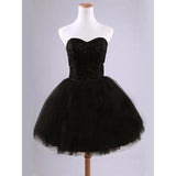 Black Junior Tulle Cheap Sweetheart Strapless Homecoming Dress Dresses for Homecoming