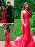 New Fashion Red with Straps Backless Prom Dress Open Backs Evening Formal Gowns