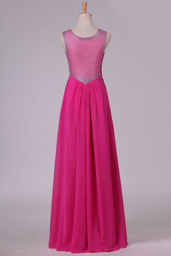 2022 Prom Dresses Scoop Chiffon With Beads And Ruffles Floor Length A P4CM96HB