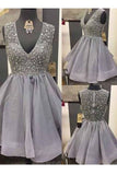 2024 Homecoming Dresses A Line V Neck Tulle With P497KD1D