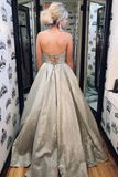 Sparkly A-Line Sweetheart Silver Long Prom Dress With STGPEPZAMT8