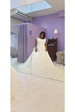 Tulle A Line With Applique Court Train Wedding Dresses Cap STGPHSATMD8