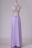 2024 Sexy Open Back See-Through Prom Dresses V Neck Chiffon With Beads P89FNJDH