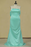 2022 Prom Dresses Strapless Mermaid Satin With Bow Knot PMDAZ7RA