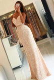 New Arrival Sequin Long Sweetheart Spaghetti Straps Criss Cross Beads Prom Dresses