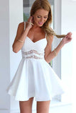 White A Line Sweetheart Spaghetti Sleeveless Mid Back Short Homecoming Dresses