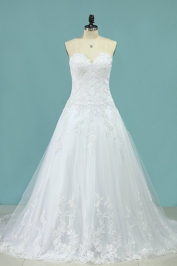 2022 New Arrival Wedding Dresses Sweetheart Tulle With Applique PL38GATM