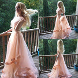 Blush Pink Beaded Two Pieces Fashion Sexy Party Dress Custom Made Prom Dresses
