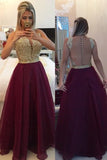 2024 Burgundy/Maroon Prom Dresses Scoop A Line With Sash & PZKYAJL8