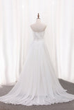 2024 A Line Chiffon Sweetheart Wedding Dresses With Applique PJMS13T4