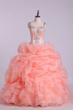 2024 Ball Gown Quinceanera Dresses Straps Beaded Bodice With Bubble P8GEQXMY
