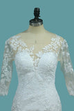 2024 Lace Mermaid Scoop Wedding Dresses With Applique PK31RD6E
