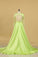 2022 Prom Dresses Scoop Long Sleeves A Line Satin With Applique PM4A8PCG