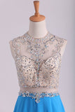 2024 Scoop A Line Prom Dresses Beaded Bodice Chiffon & Tulle PKLD84C8