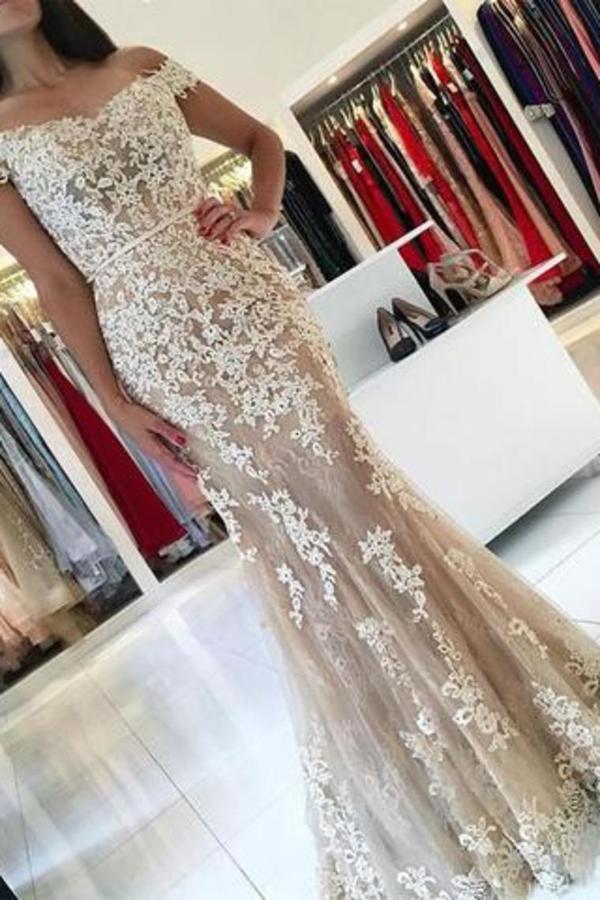 2022 Off The Shoulder Prom Dresses/Wedding Dresses Mermaid Lace PMN9PG6E