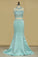 2024 Halter Two Pieces Beaded Bodice Open Back Prom Dresses Mermaid Satin PJRXHXQP