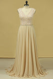 2022 Plus Size Elegant Wedding Dresses A-Line V-Neck Chiffon Court Train Full PT5YKKK2