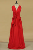 2022 Red Bridesmaid Dresses Cheap Bridesmaid Dresses V Neck PHSPJSRQ