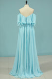 2022 New Arrival A Line Chiffon With Slit Prom Dresses PRB72BS2