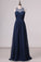 2022 Prom Dresses Scoop Chiffon With Ruffles A Line Dark Navy Floor P369P36P