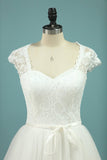 2024 A Line Wedding Dresses Off The Shoulder Tulle With Applique PL1B65C3