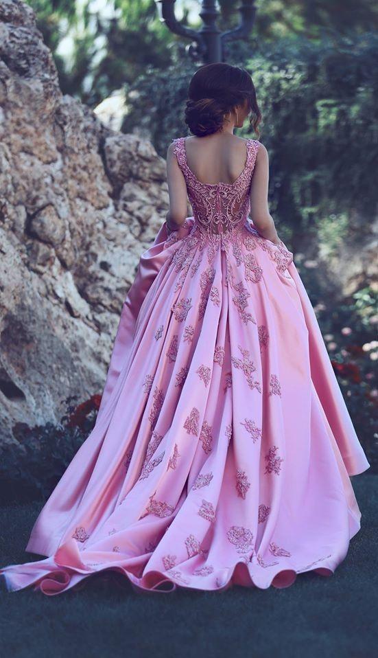 A-Line Luxury Square Appliques Beaded Satin Sweetheart Lace up Pink Quinceanera Dress